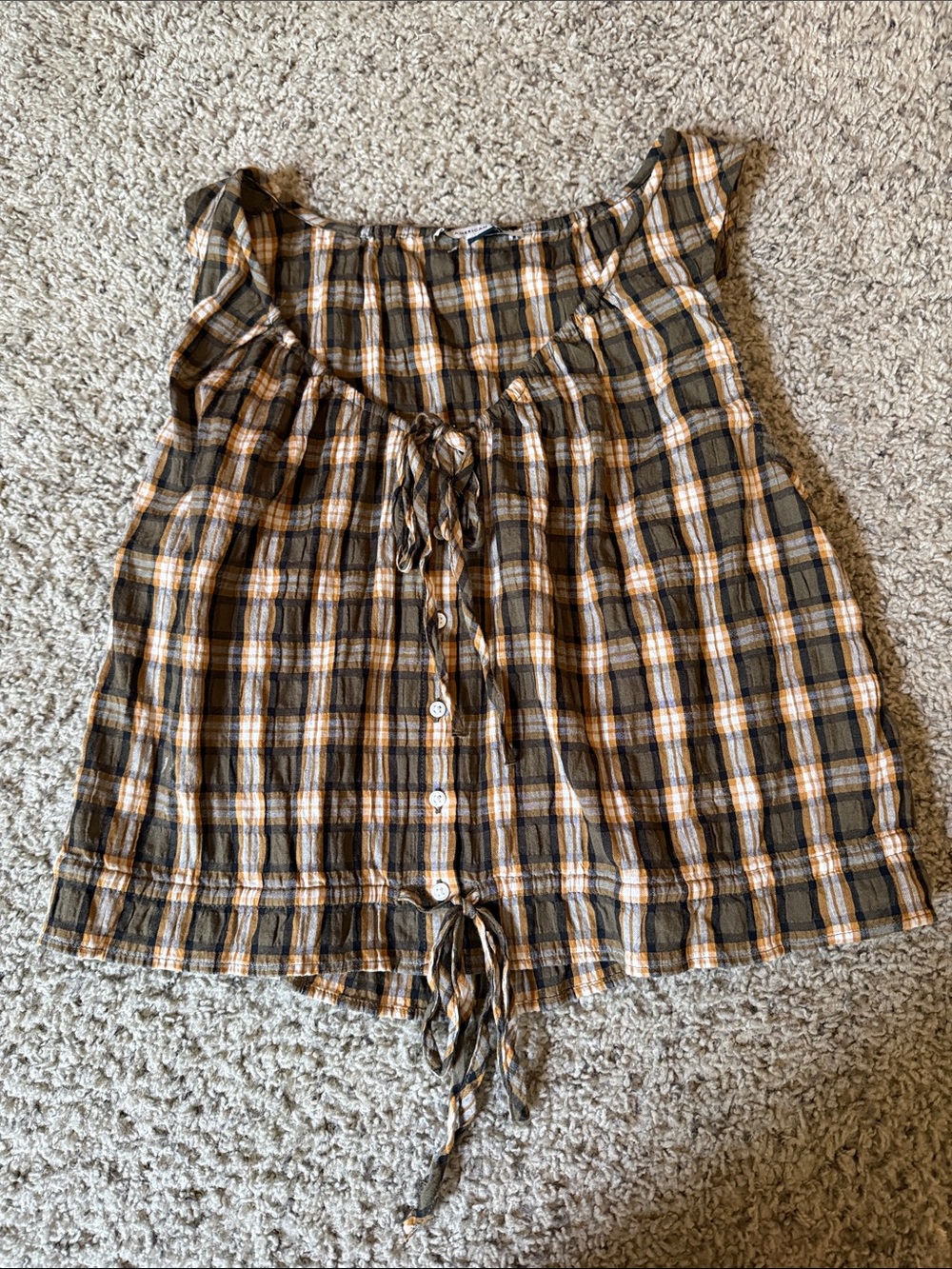 Gingham button down tank top